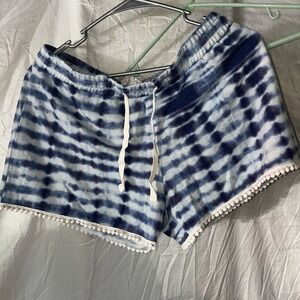 Vintage Cloud Chaser Women's Tie Dye Elastic Waist Blue Short Shorts Large Nice